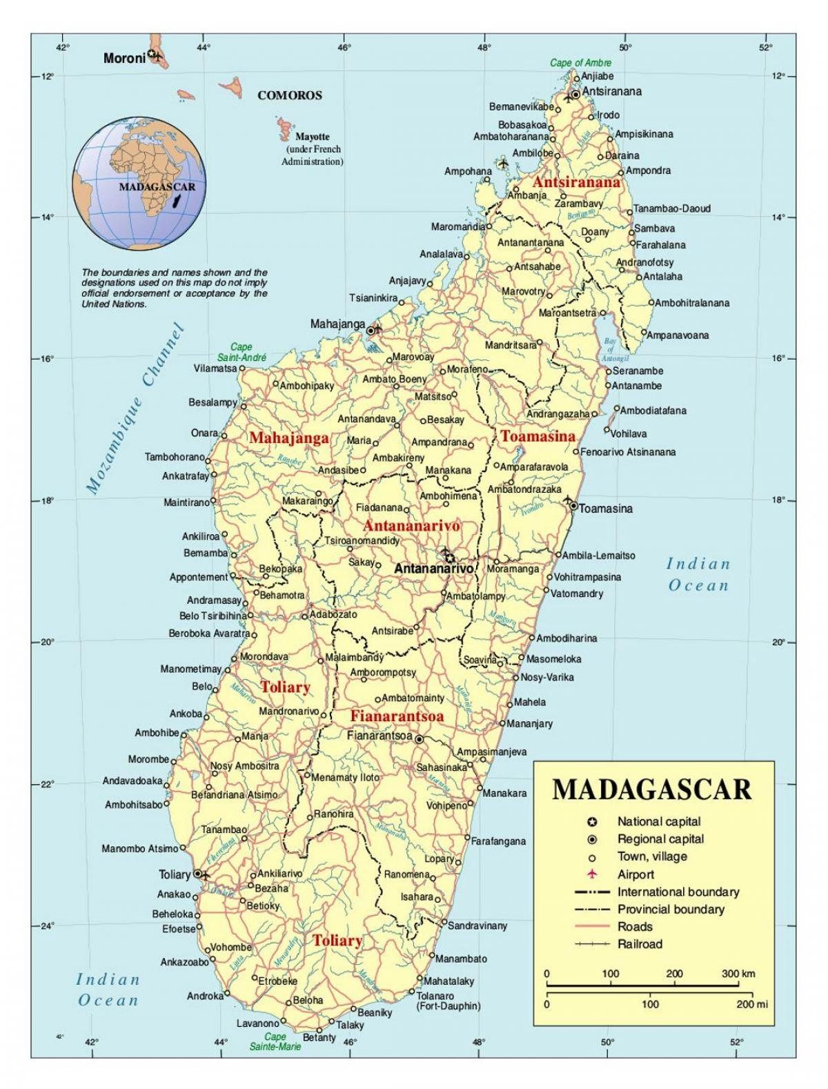 harte e detajuar të Madagaskar