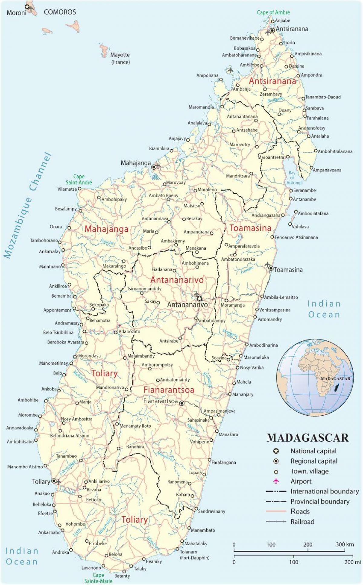 harta e Madagaskar aeroporte