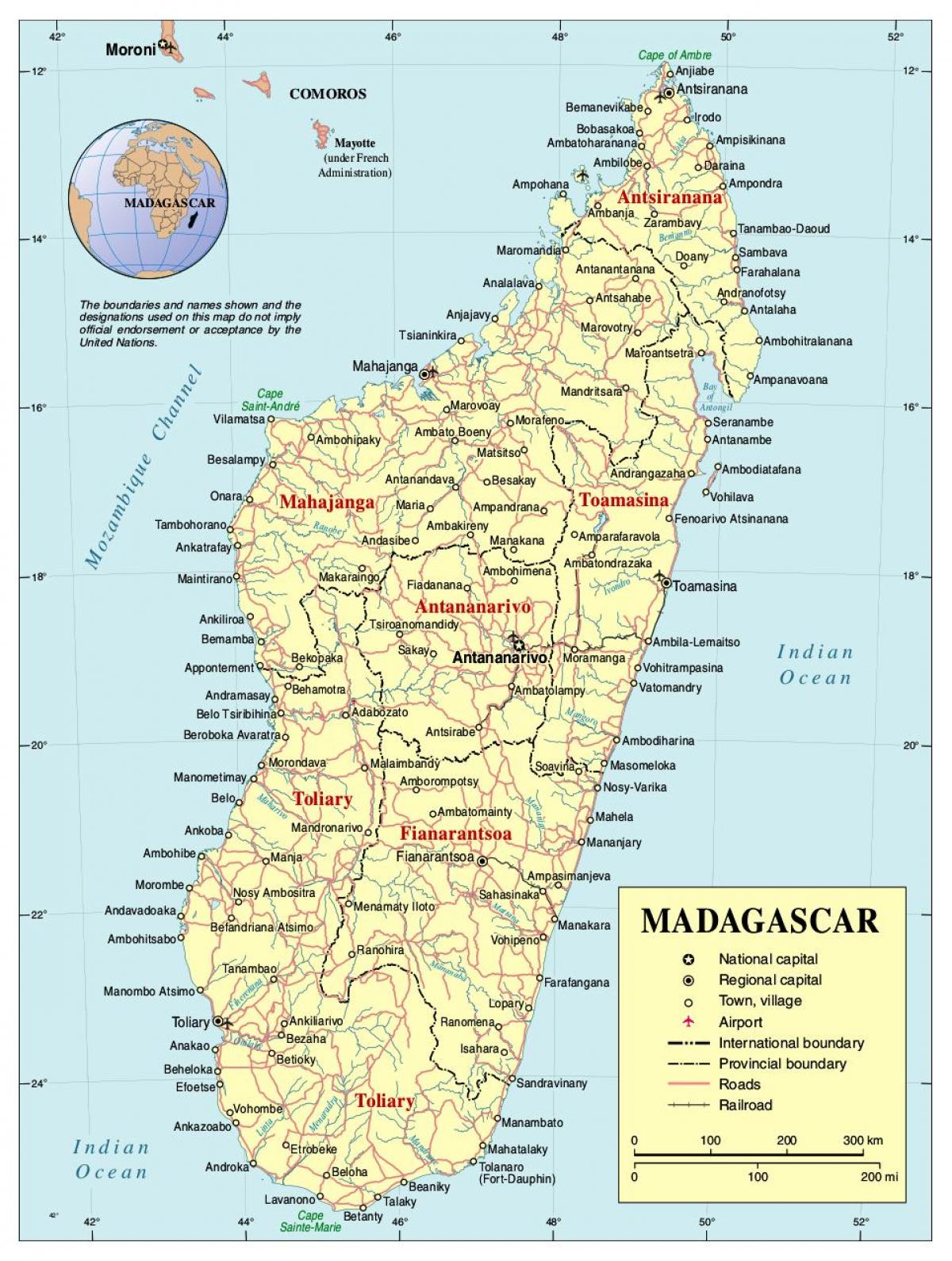 harta e rrugës Madagaskar