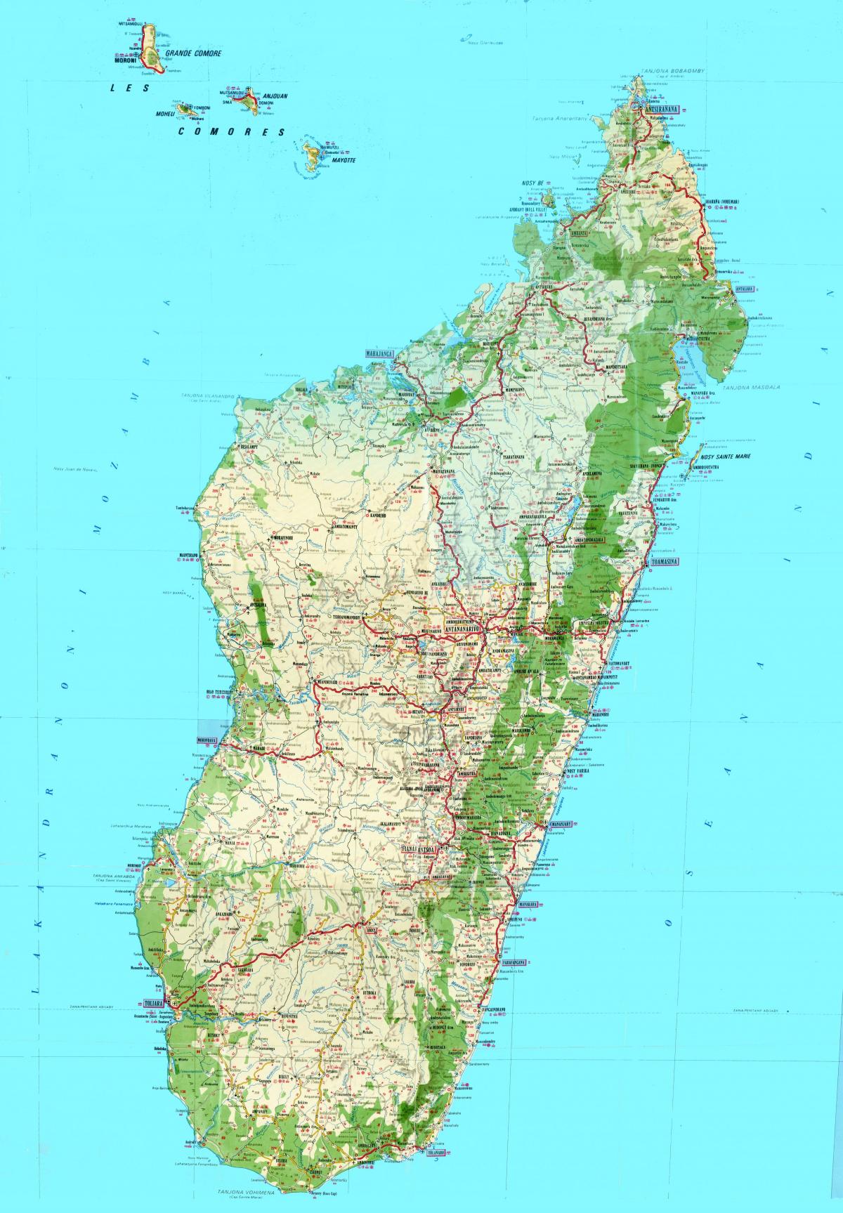harta e Madagaskar topografike