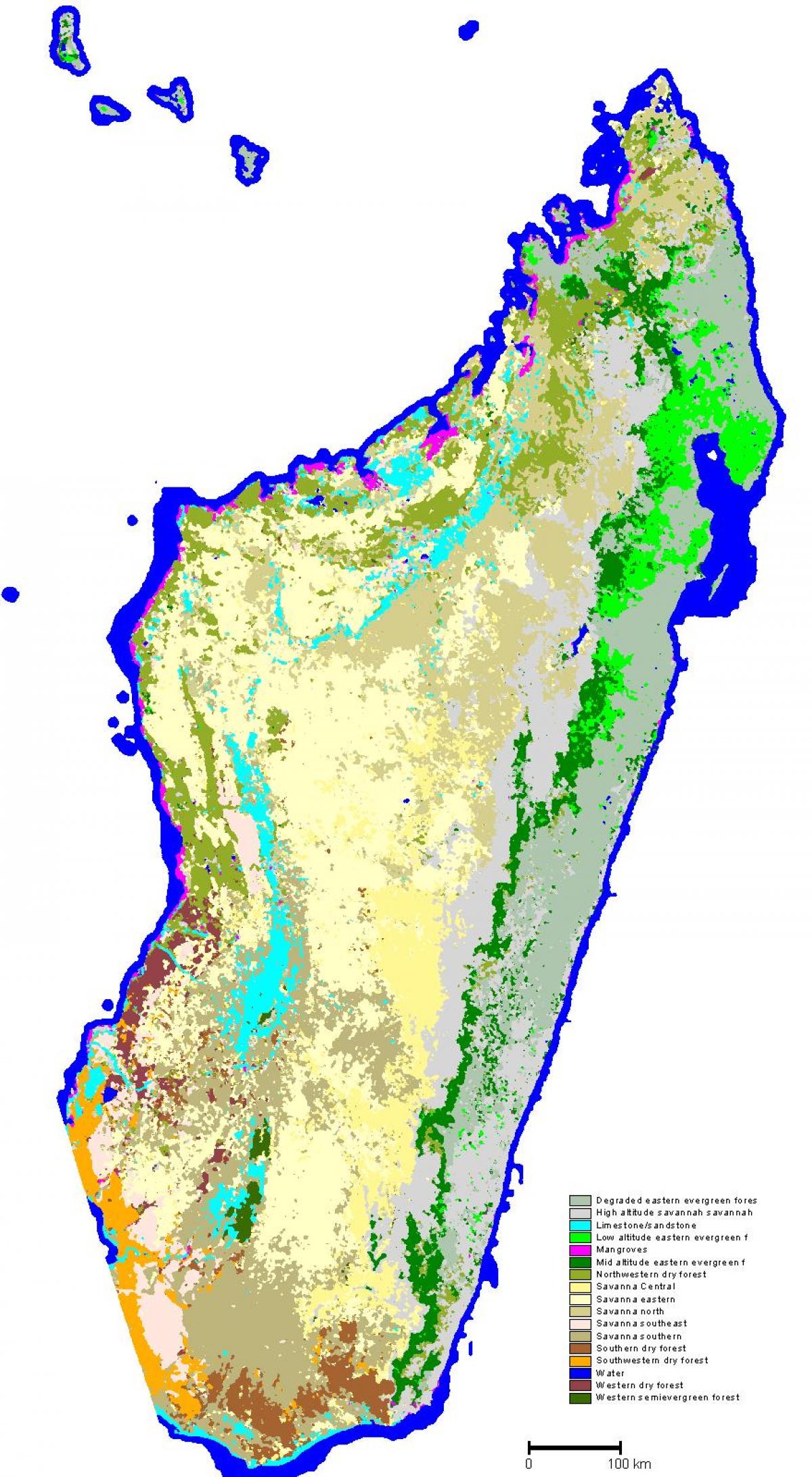 harta e vegjetacionit Madagaskar