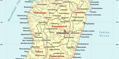 Madagaskar hartë me qytetet