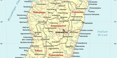 Madagaskar hartë me qytetet
