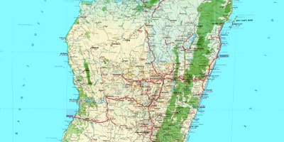 Harta e Madagaskar topografike